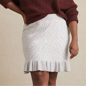 Anthropologie Dolan Left Coast Zebra Ruffled Knit Wool Mini Skirt Plus Size 1X